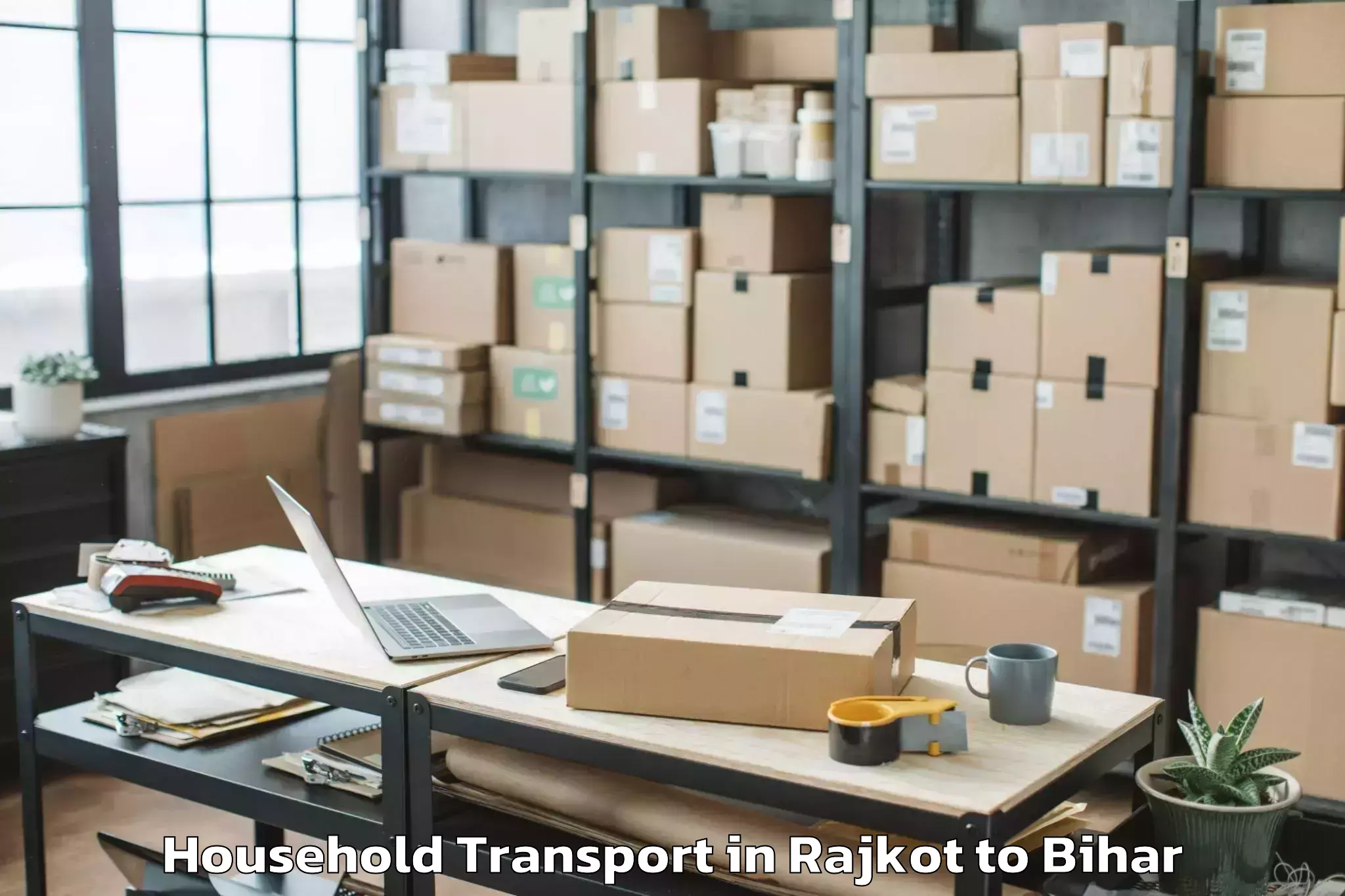 Book Rajkot to Bankey Bazar Household Transport Online